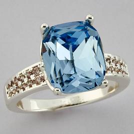 Ashley Cooper(tm) Silver Sapphire Denim Blue CZ Ring