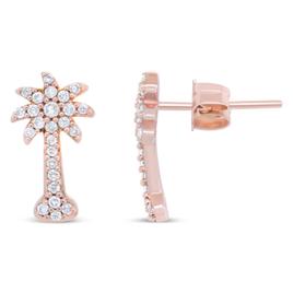 Haus of Brilliance 10kt. Rose Gold Diamond Palm Tree Earrings