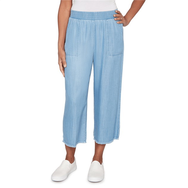 Petite Alfred Dunner Beachcomber Wide Leg Patch Pocket Pants