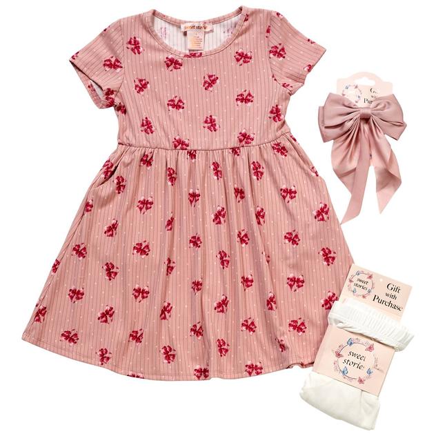 Girls (4-6x) sweet stories 2pc. Bow & Dot Dress & Leggings Set