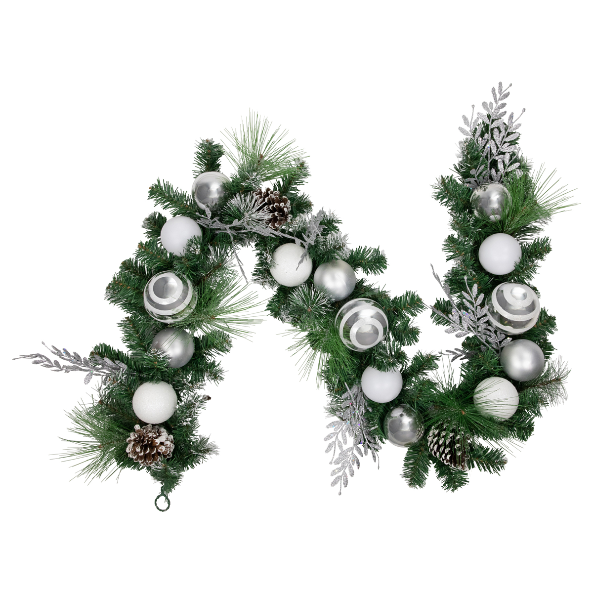 Northlight 6ft. Christmas Pine Garland with Striped Ornaments