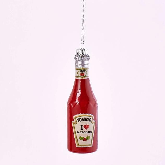Glass Ketchup Bottle Ornament