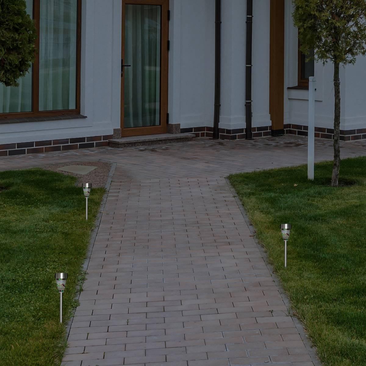 Northlight Seasonal Mosaic Stained LED Pathway Markers - Set of 3