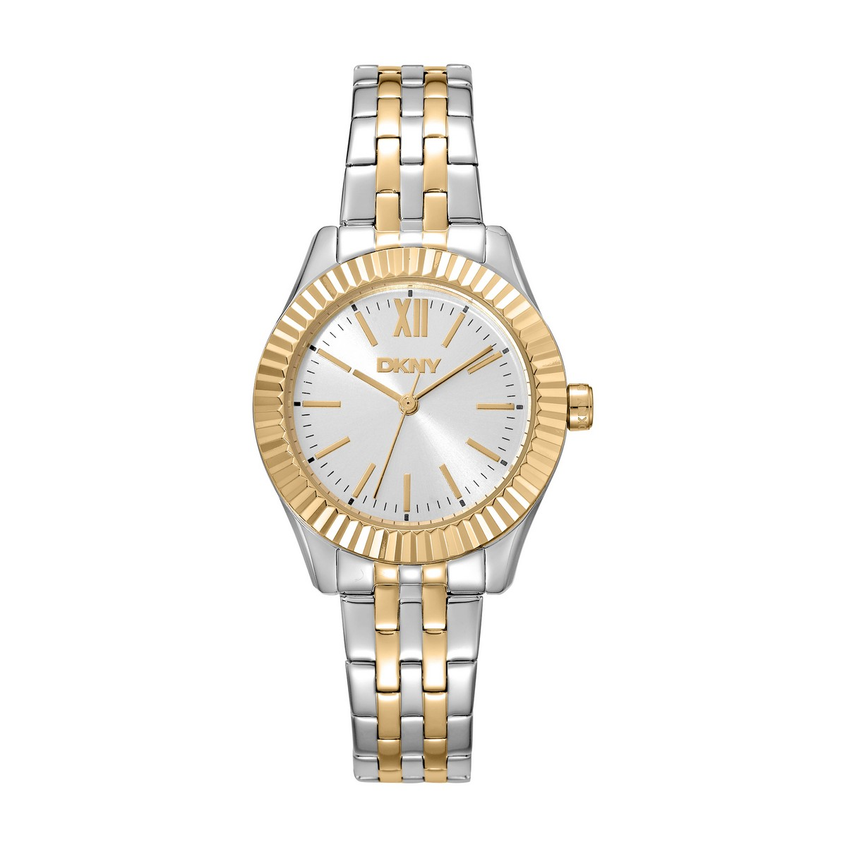 Womens DKNY Fluted Bezel Two-Tone Gold Watch - DK1L017M1085