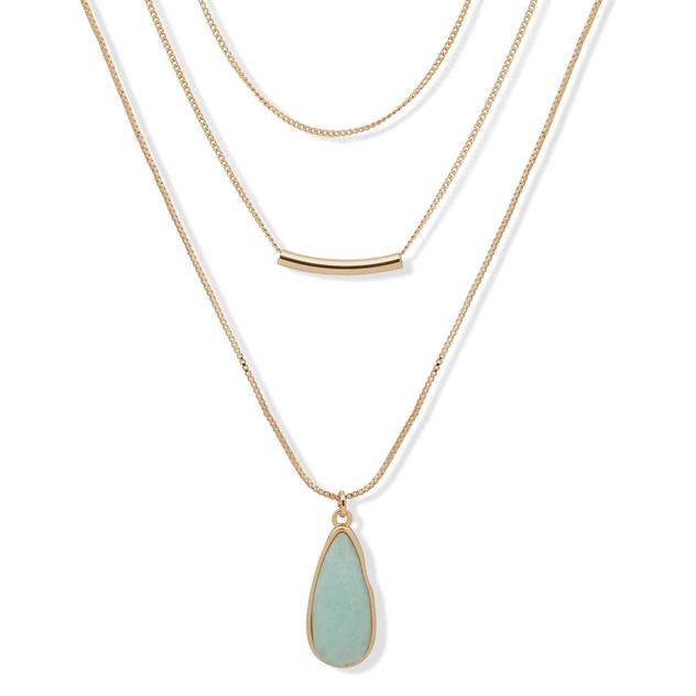 Nine West Gold-Tone & Mint Pendant Multi-Strand Necklace