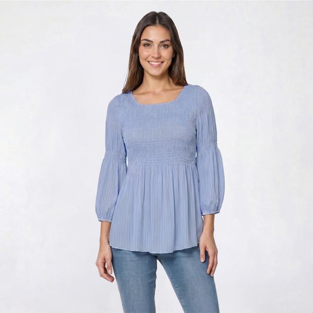 Womens Floral & Ivy 3/4 Sleeve Stripe Pleater Blouse