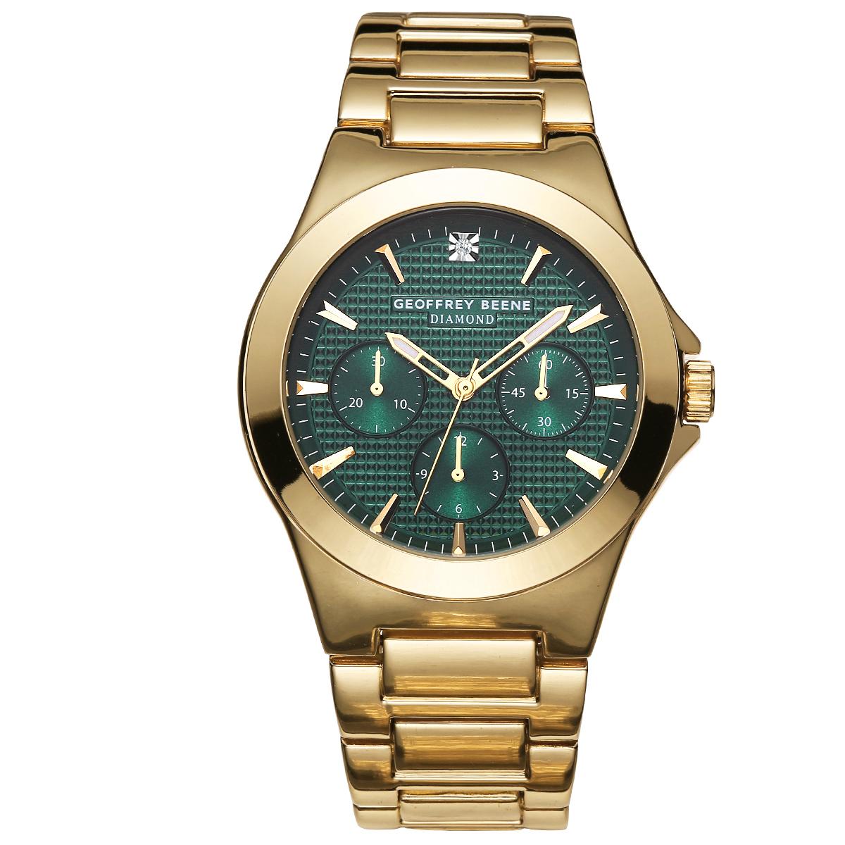 Mens Geoffrey Beene Gold-Tone Textured Dial Watch - GBA0032GD