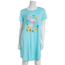 Womens Jaclyn Short Sleeve Flamingo Hibiscus Nightshirt