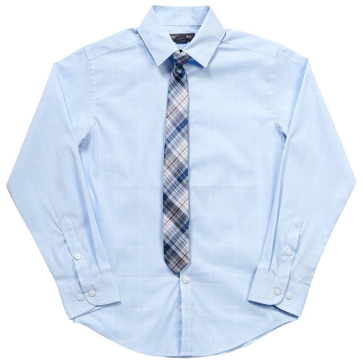 Boys (8-20) Van Heusen(R) Wales Plaid Dress Shirt & Clip-On Tie
