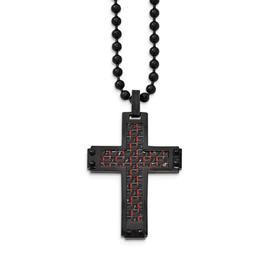 Mens Gentlemen's Classics(tm) Black &amp; Red Inlay Cross Necklace