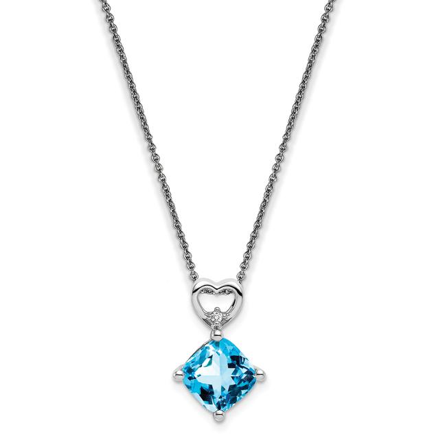 Gemstone Classics™ 14kt. White Gold Blue Topaz Diamond Necklace