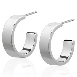 Gianni Argento 6x20mm Silver Plated Flat Hoop Earrings