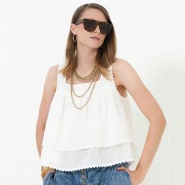 Womens MNK Sleeveless Square Neck Woven Blouse