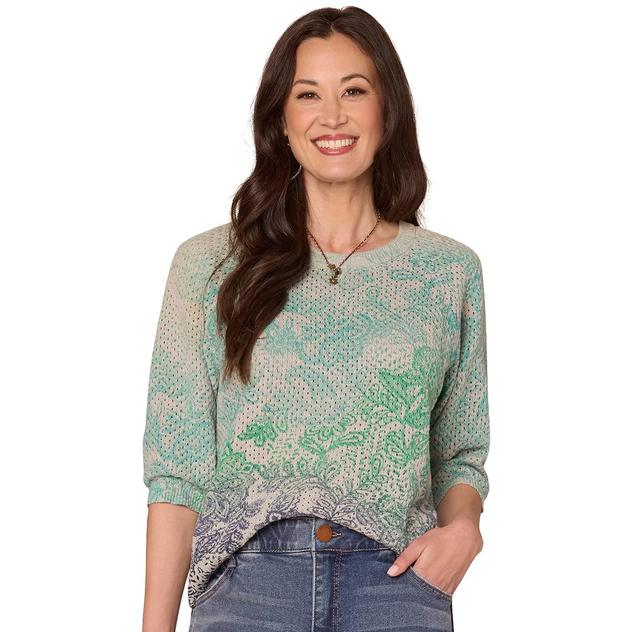 Womens Democracy 3/4 Dolman Sleeve Ombre Sweater