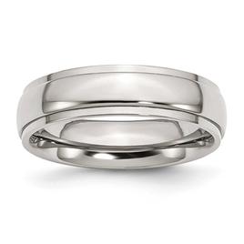 Mens Gentlemen's Classics(tm) 6mm Polished Silver & Ridged Edge Band