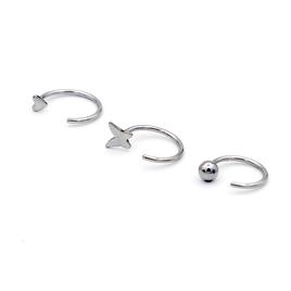 3pk. 20-Gauge Surgical Steel Heart Butterfly & Ball Open Nose Set