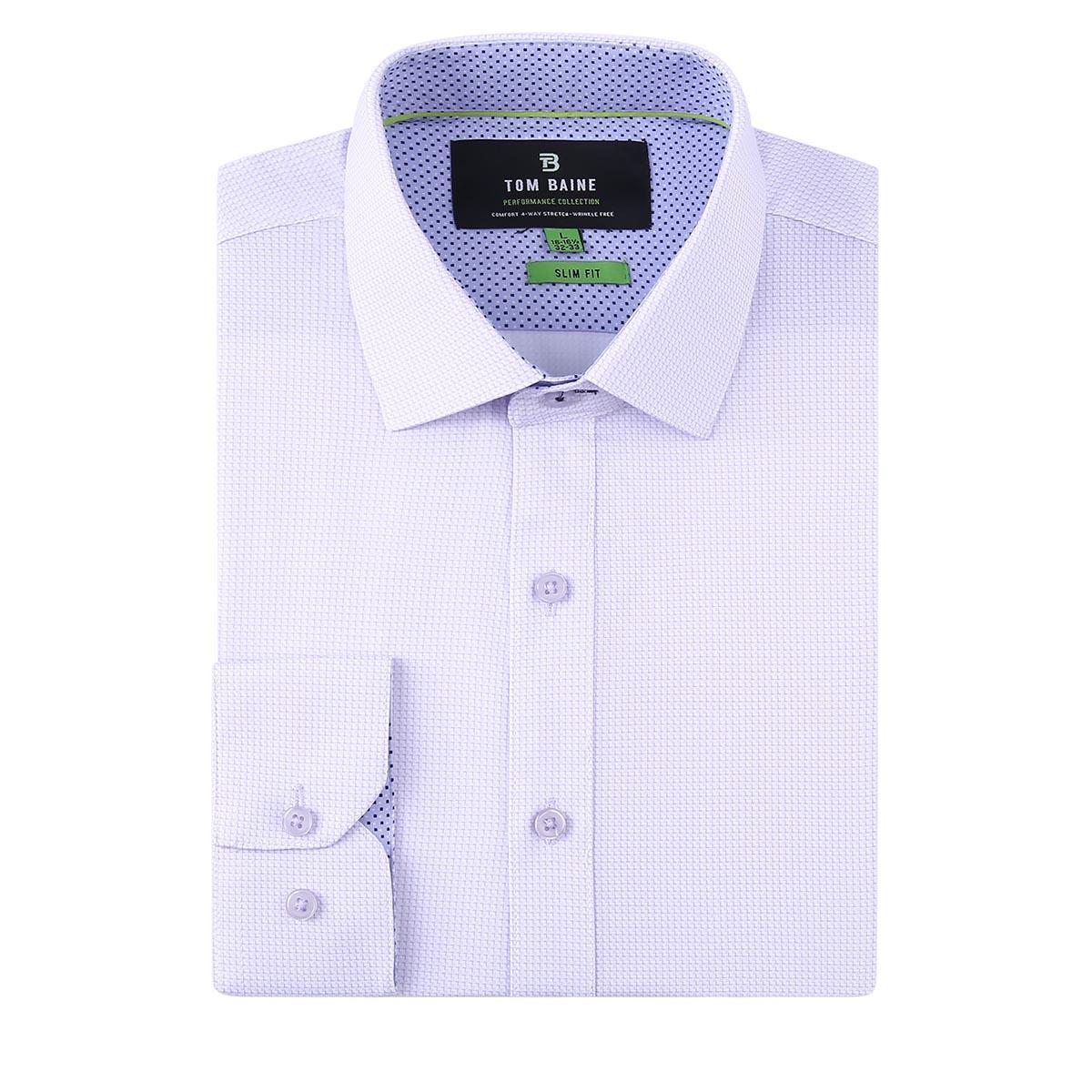 Mens Tom Baine Performance Slim Fit Dress Shirt - White/Lilac
