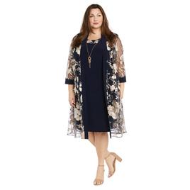Plus Size R&M Richards Floral Threadwork Jacket Dress