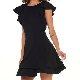 Juniors Crystal Doll Flutter Sleeve Double Tier Skater Dress