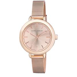 Womens Laura Ashley(R) Rose Gold Mesh Band Watch LA31026RG