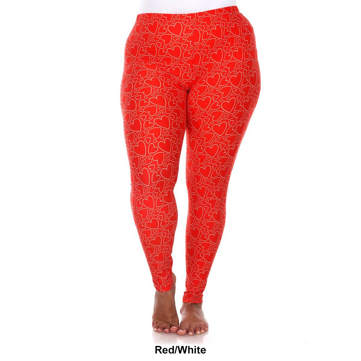 Plus Size White Mark High-Rise Heart Print Leggings