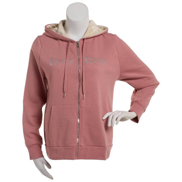 Plus Size Bebe Long Sleeve Full Zip Up with Fur Hoodie