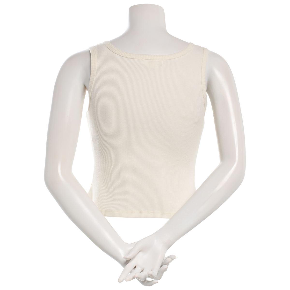 Juniors No Comment Center Beaded Applique Rib Tank