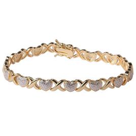 Gianni Argento 14kt. Gold Plated 1/4ctw. Diamond X Heart Bracelet