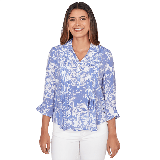 Petite Ruby Rd. Must Haves I 3/4 Sleeve Brushstroke Blouse