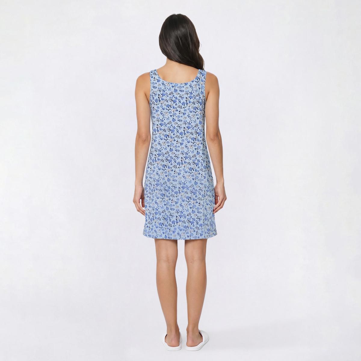 Womens René Rofé Sleeveless Ditsy Floral Lace Trim Henley Chemise