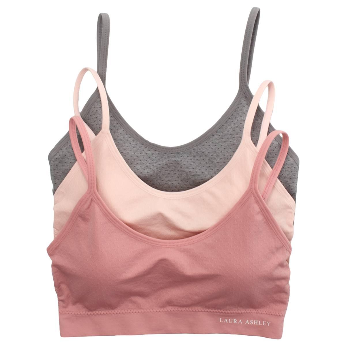 Womens Laura Ashley 3Pk Seamless Swiss Dot Bralette  w/Logo