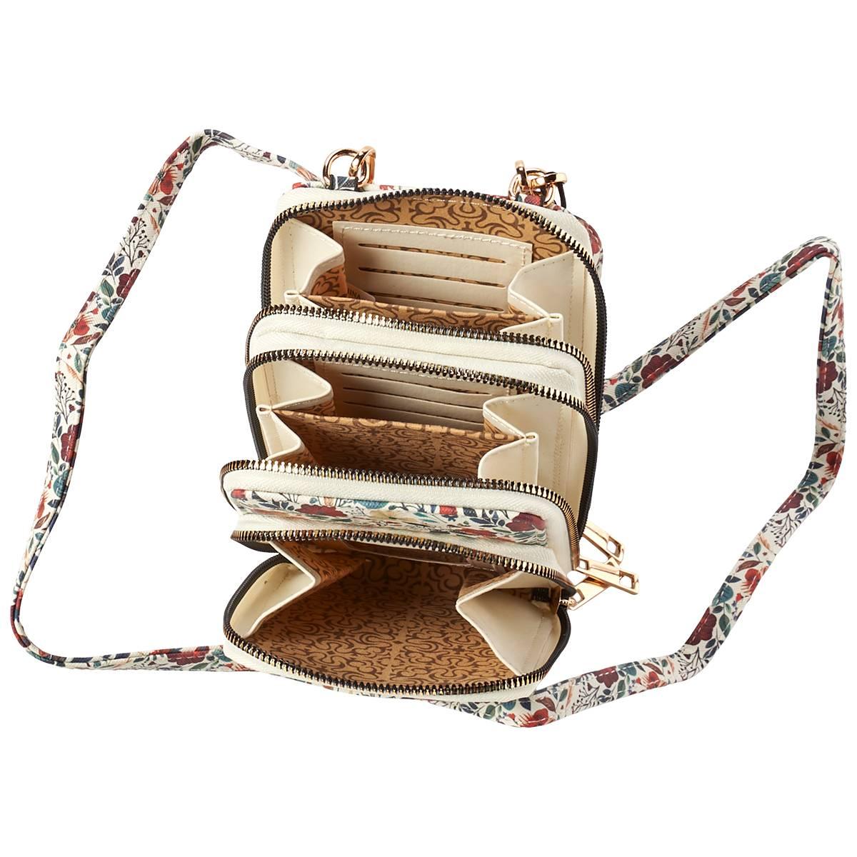Womens DS Fashion Floral North/South Crossbody Wallet