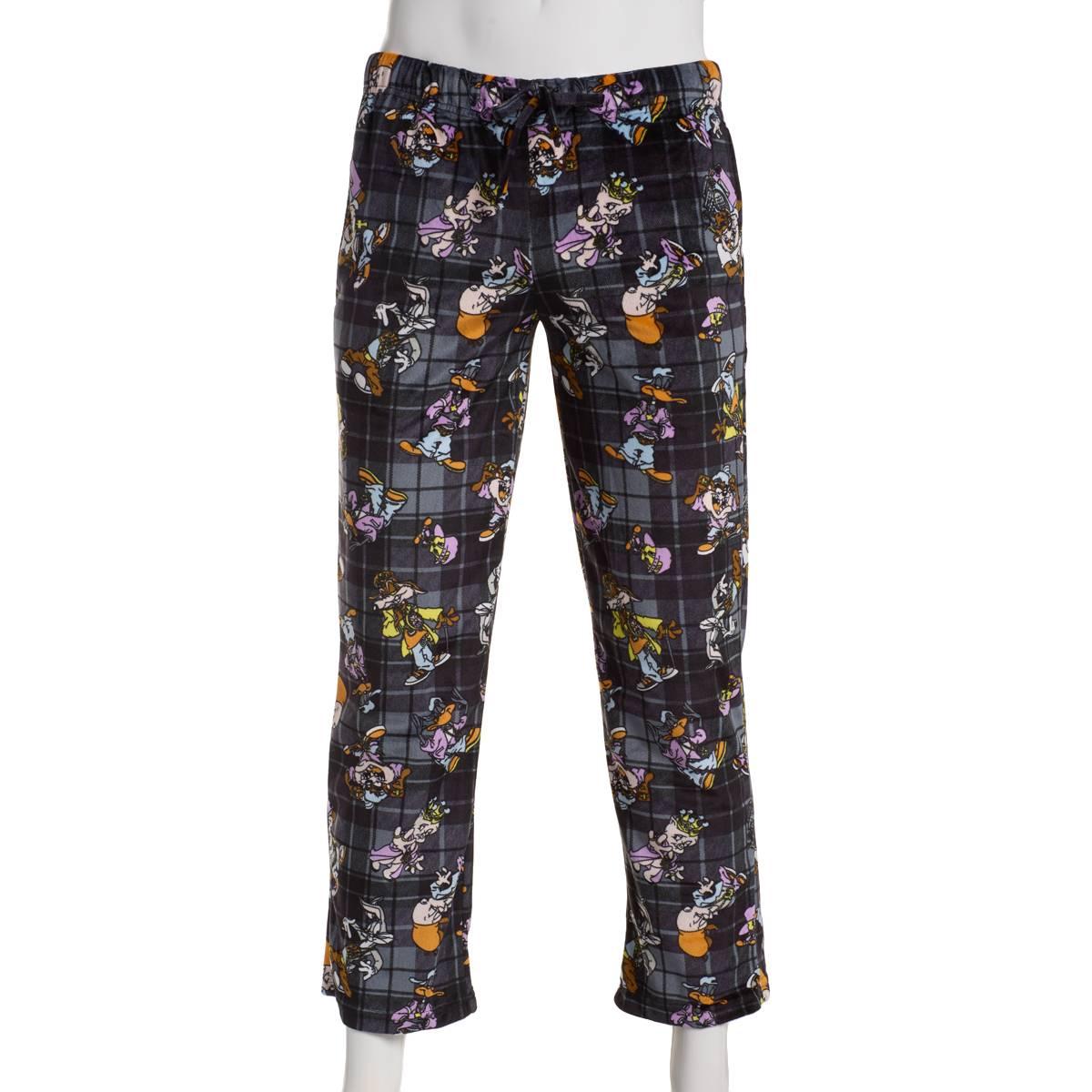 Mens Hip Hop Looney Tunes Plaid Silky Lounge Pajama Pants