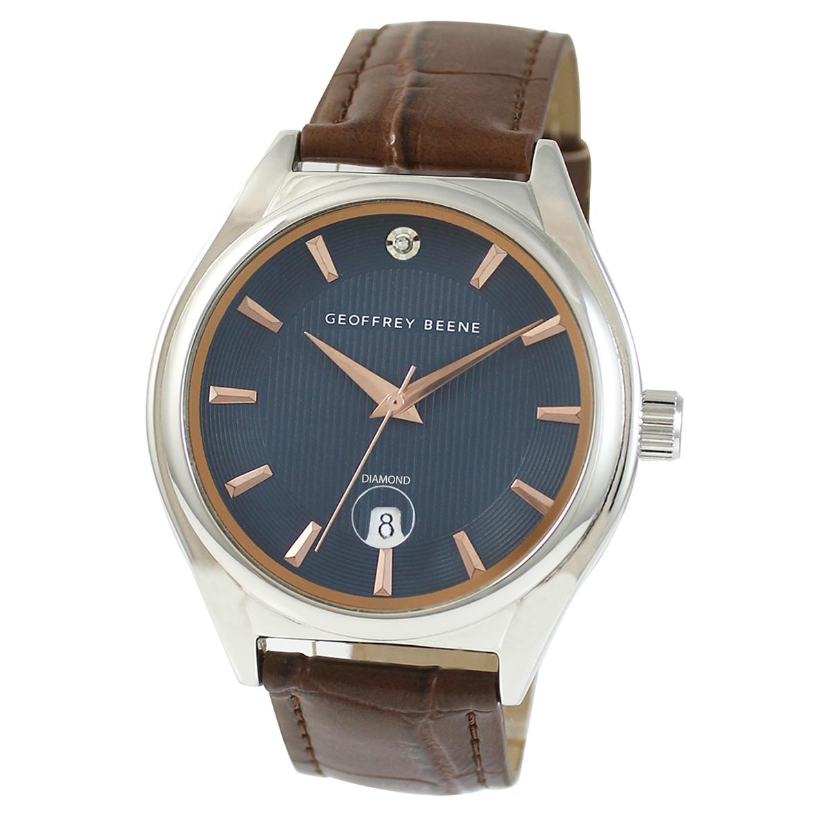 Mens Geoffrey Beene(R) Silver-Tone Diamond Accent Watch - GBA0004SL