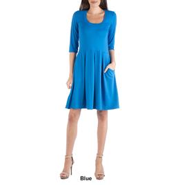 Womens 24/7 Comfort Apparel 3/4 Sleeve Fit & Flare Mini Dress