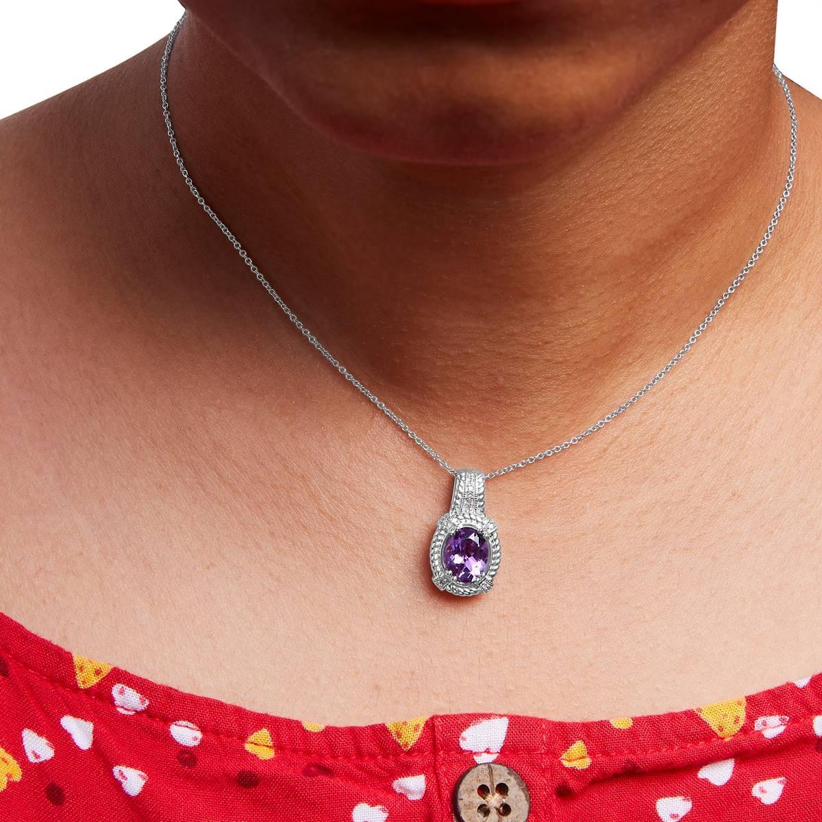 Haus of Brilliance Sterling Silver Purple Amethyst Drop Pendant