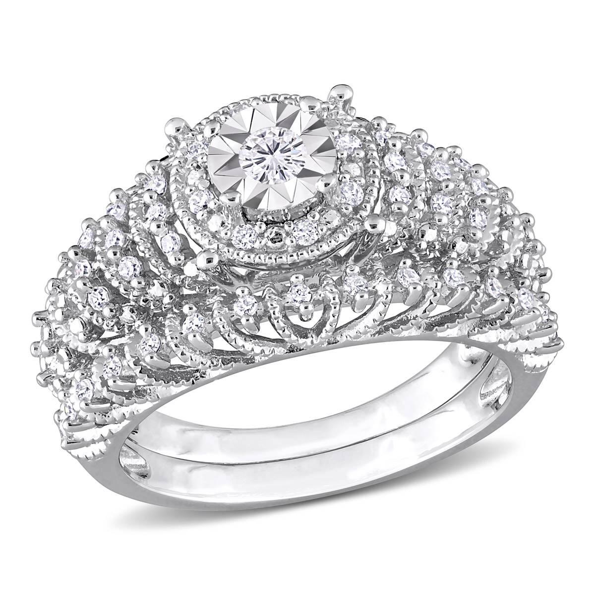 Diamond Classics(tm) 1/3ctw. Diamond Sterling Silver Bridal Ring Set