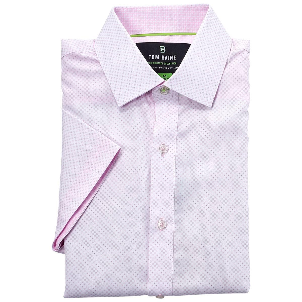 Mens Tom Baine Regular Fit Short Sleeve Dress Shirt - Pink Circle
