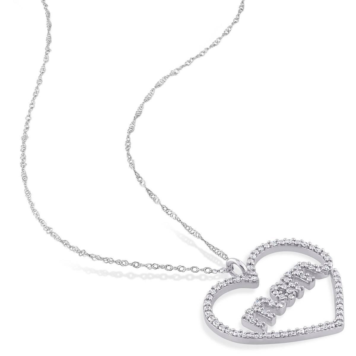 Sophia B 10kt. White Gold 1/5ct. Diamond Mom Heart Pendant