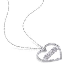 Sophia B 10kt. White Gold 1/5ct. Diamond Mom Heart Pendant