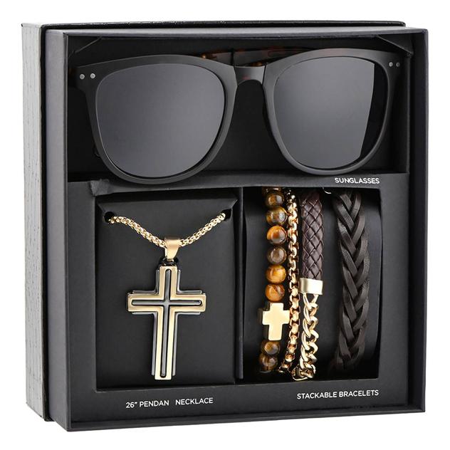 Mens Gentlemen's Classics™ Cross Pendant/Bracelet/Sunglasses Set