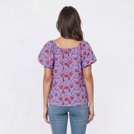 Womens Absolutely Famous Floral Ruffle Neck Blouse