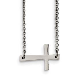 Gold Classics(tm) Polished Sideways Cross Necklace