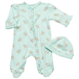 Baby Girl (NB-9M) Little Me(R) Delicate Floral Footie w/ Hat