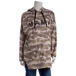 Womens Maternity Times Two Terry Drop Shoulder Camo Mama Hoodie