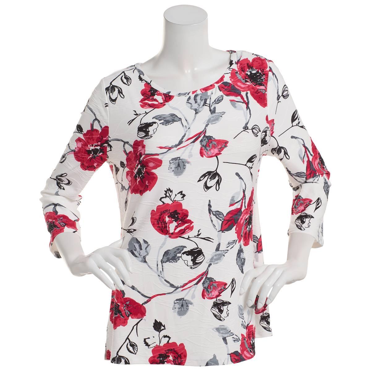 Plus Size Emily Daniels Watercolor Floral Jacquard Tunic Blouse