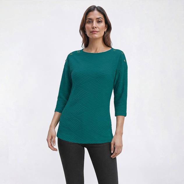 Womens Emily Daniels 3/4 Sleeve Button Shoulder Blouse