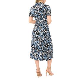 Petite MSK Short Sleeve Floral 1/4 Zipper Midi Dress