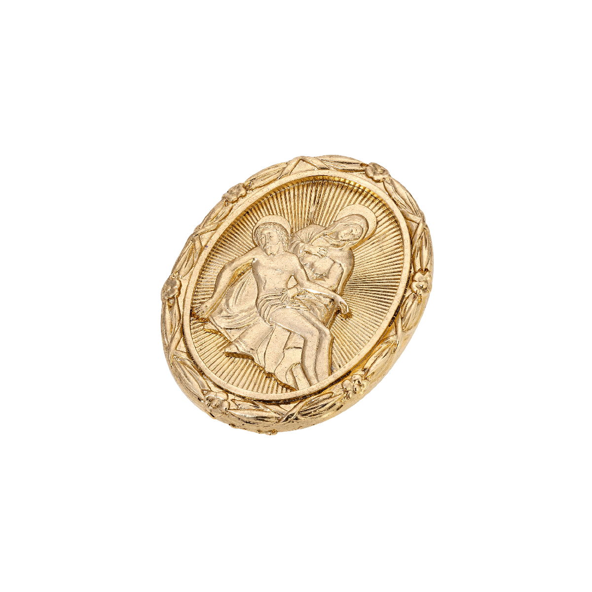 Symbols of Faith Gold Tone Jesus & Mary Spiritual Etched Pin