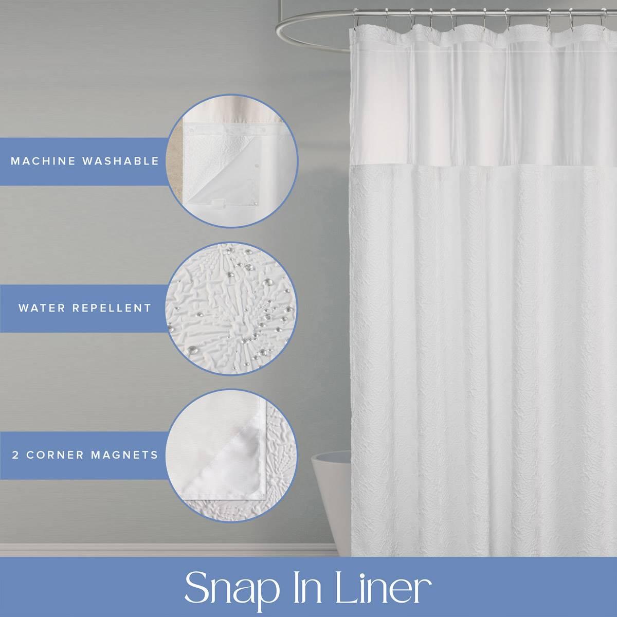 Awesome Home Starburst Crinkle Snap-In Liner Shower Curtain